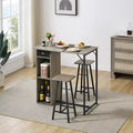 3-Piece Small Bar Table and Chairs Set  Space Saving Pub Table with Storage Drawer & Shelf, Retro