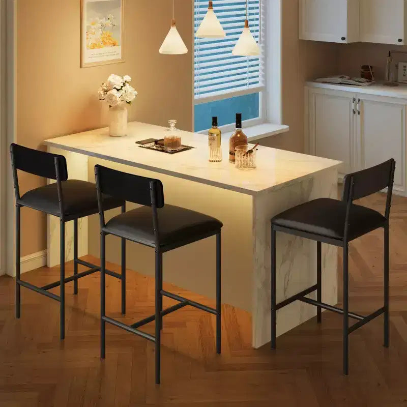 Table de cuisine et chaises de salle à manger pour 2 avec étagère de rangement et chaises rembourrées, ensemble table de bar pour petits espaces et appartements