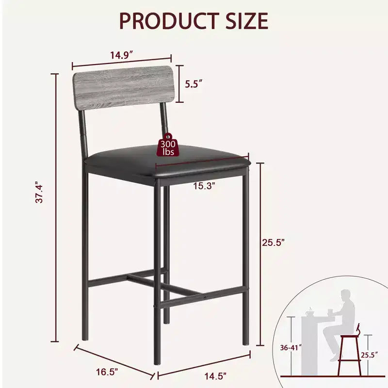 Table de cuisine et chaises de salle à manger pour 2 avec étagère de rangement et chaises rembourrées, ensemble table de bar pour petits espaces et appartements