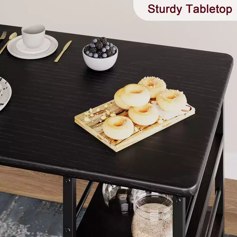 Table de cuisine et chaises de salle à manger pour 2 avec étagère de rangement et chaises rembourrées, ensemble table de bar pour petits espaces et appartements
