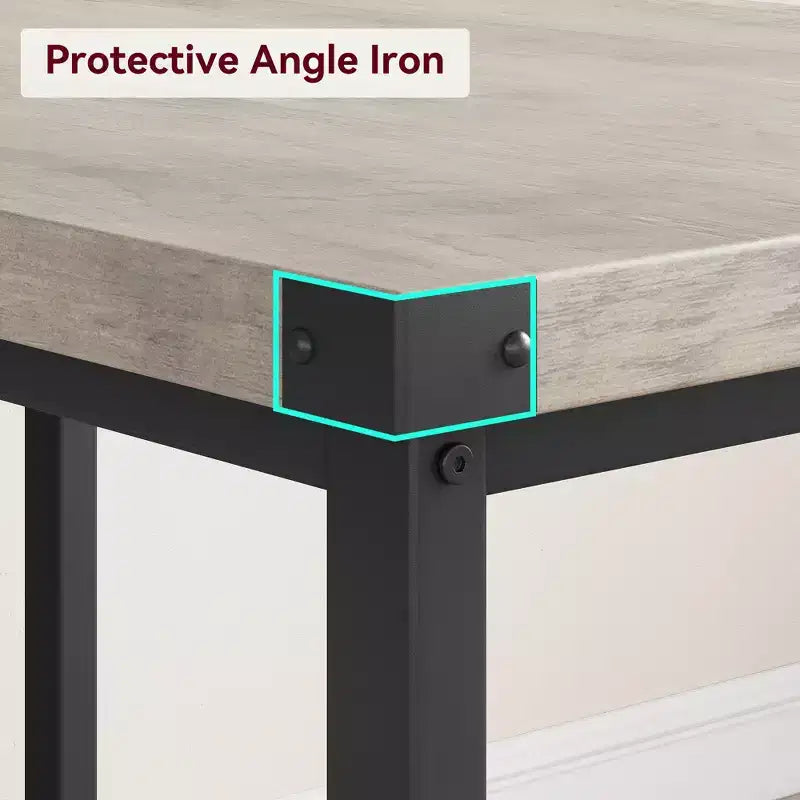 Ensemble de table à manger 3 pièces pour 4 personnes avec 2 bancs, table de cuisine avec protections d'angle, cadre en H, compact pour appartements et petits espaces