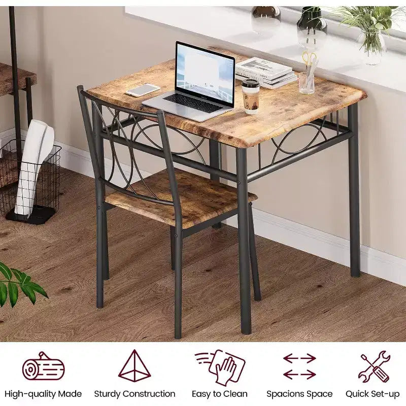 Ensemble de salle à manger carré 3 pièces pour 2 – Table et chaises rembourrées pour petits espaces