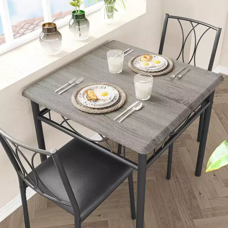 Ensemble de salle à manger carré 3 pièces pour 2 – Table et chaises rembourrées pour petits espaces