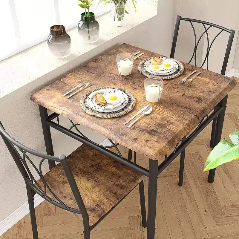 Ensemble de salle à manger carré 3 pièces pour 2 – Table et chaises rembourrées pour petits espaces
