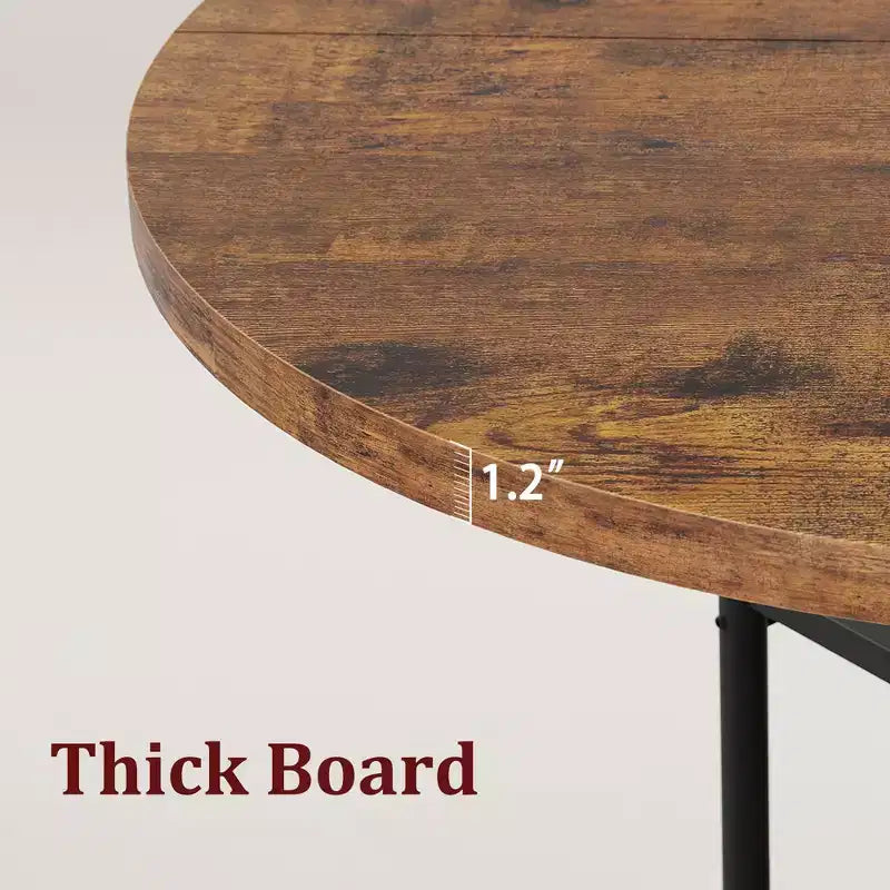 Table à manger ronde de 47 pouces pour 6 personnes, table de cuisine en bois avec étagères de rangement et pieds en métal romains pour salle à manger, cuisine, salon (Table uniquement)