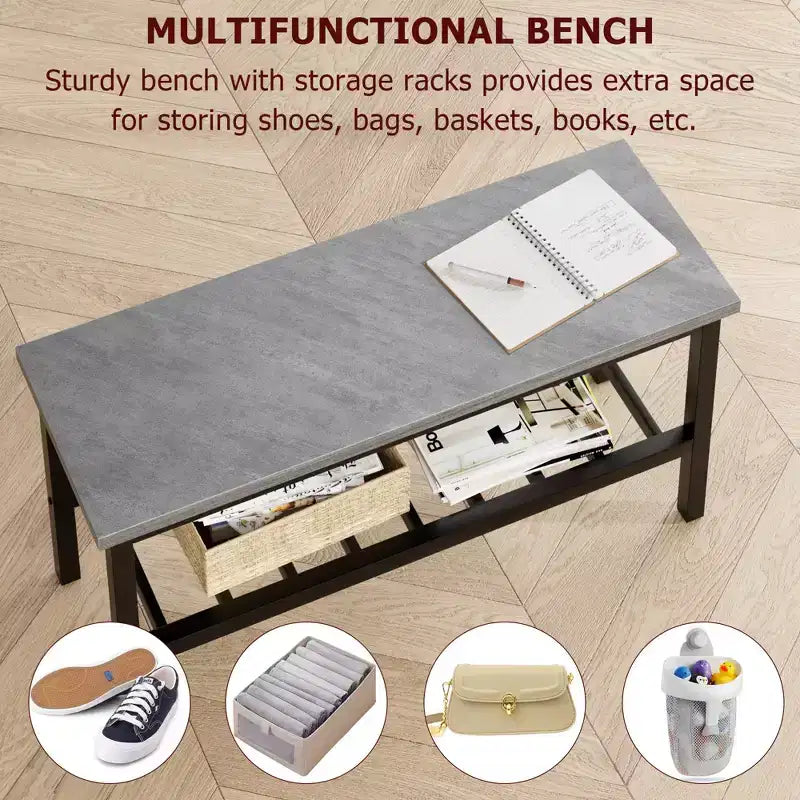 Ensemble table et chaises pour 4, table de cuisine moderne avec chaises et banc pour petit espace, ensemble table de salle à manger avec cadre en métal et étagère de rangement, pour appartement