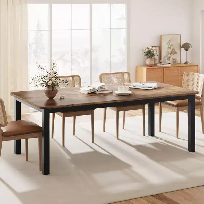 Table de cuisine de 199,9 cm de long pour 6 à 8 personnes, grandes tables à manger rectangulaires, tables de restaurant industrielles avec cadre métallique robuste (table uniquement)