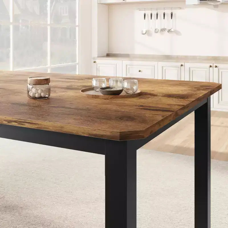 Table de cuisine de 199,9 cm de long pour 6 à 8 personnes, grandes tables à manger rectangulaires, tables de restaurant industrielles avec cadre métallique robuste (table uniquement)
