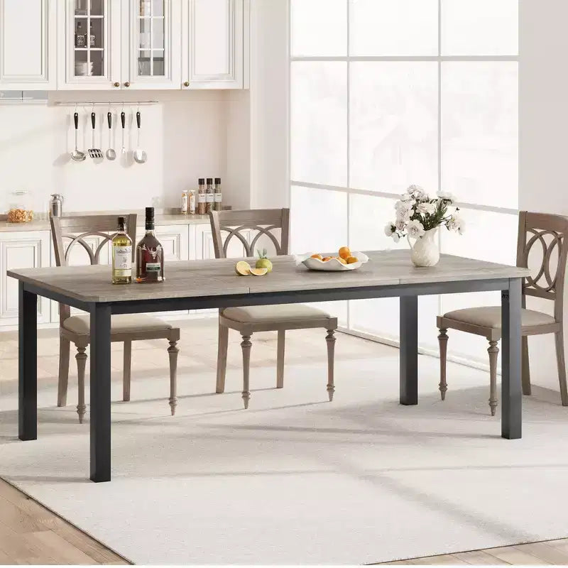 Table de cuisine de 199,9 cm de long pour 6 à 8 personnes, grandes tables à manger rectangulaires, tables de restaurant industrielles avec cadre métallique robuste (table uniquement)