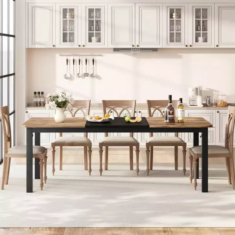 Table de cuisine de 199,9 cm de long pour 6 à 8 personnes, grandes tables à manger rectangulaires, tables de restaurant industrielles avec cadre métallique robuste (table uniquement)