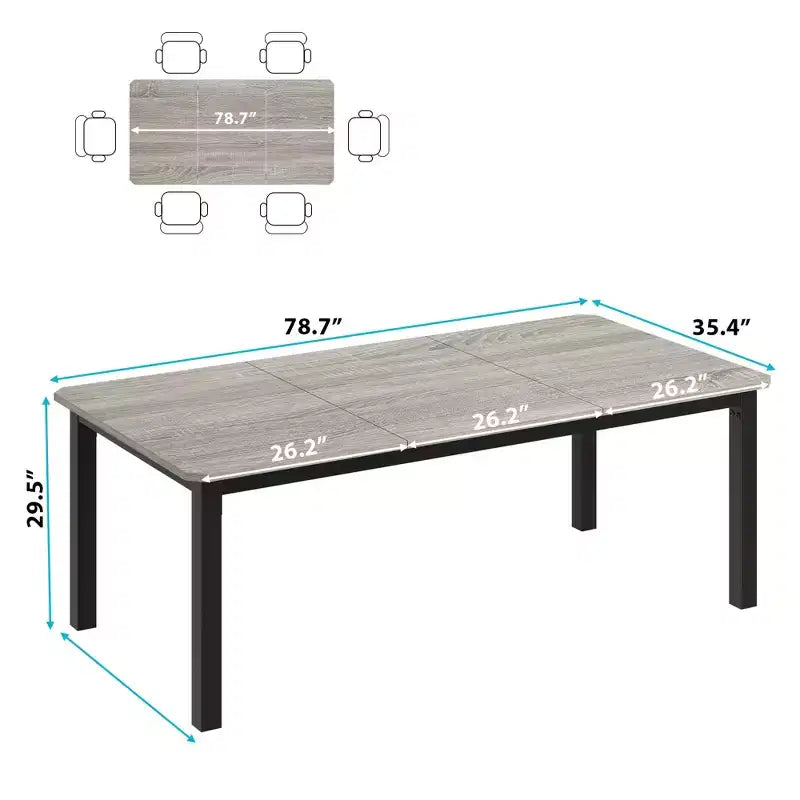 Table de cuisine de 199,9 cm de long pour 6 à 8 personnes, grandes tables à manger rectangulaires, tables de restaurant industrielles avec cadre métallique robuste (table uniquement)