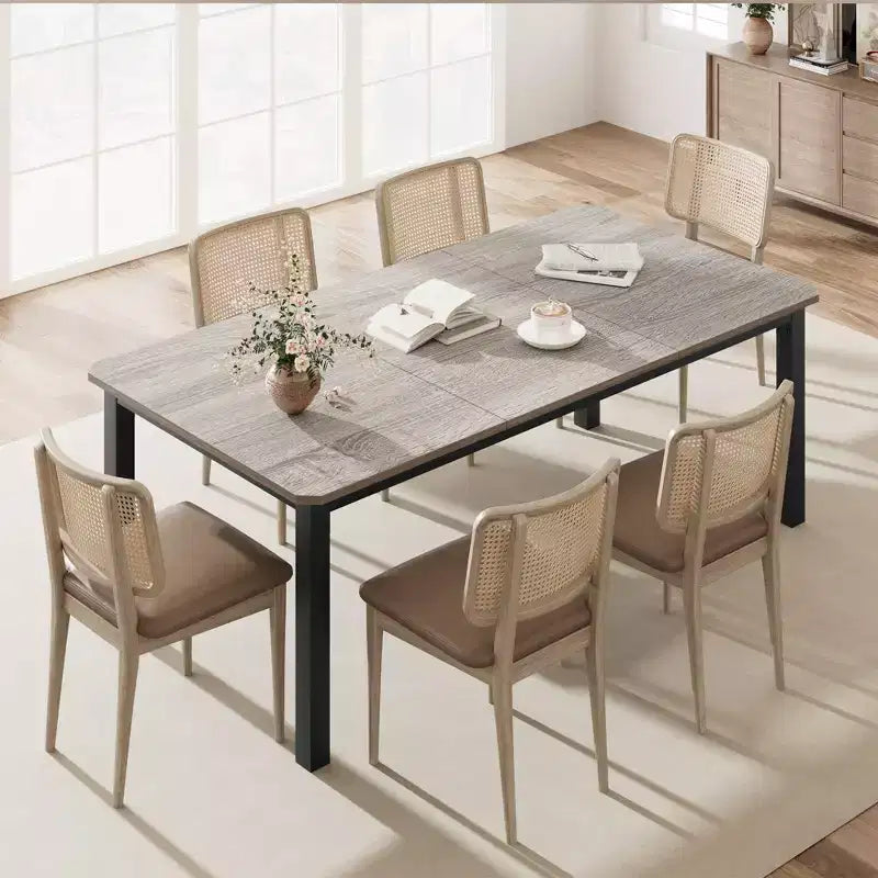 Table de cuisine de 199,9 cm de long pour 6 à 8 personnes, grandes tables à manger rectangulaires, tables de restaurant industrielles avec cadre métallique robuste (table uniquement)
