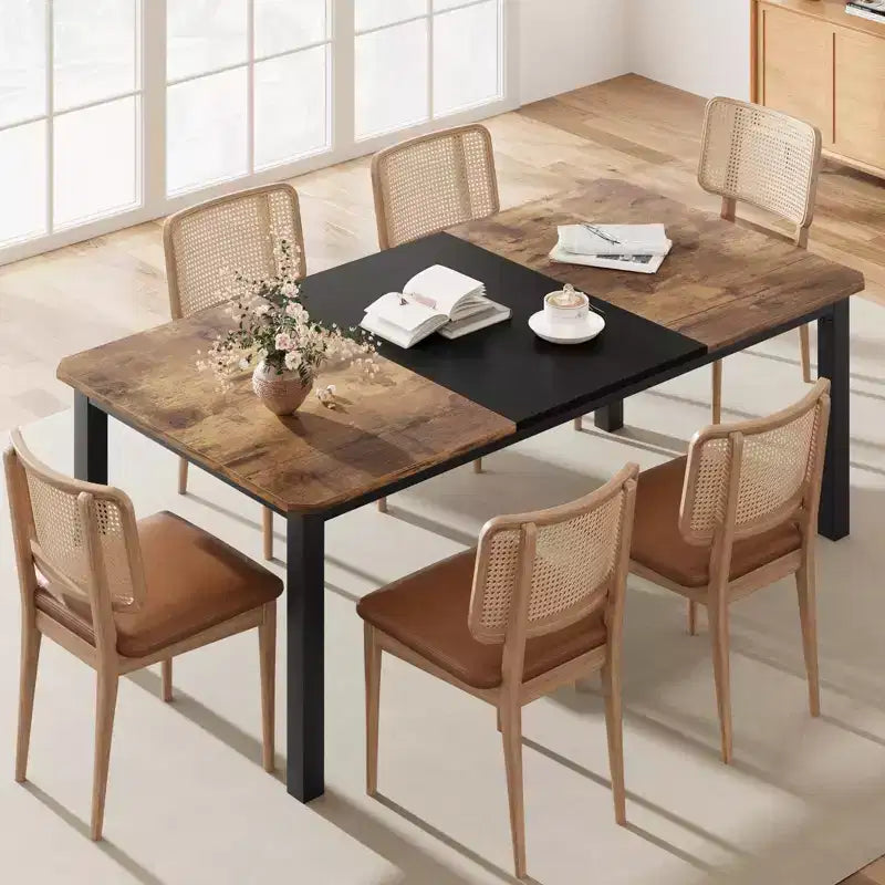 Table de cuisine de 199,9 cm de long pour 6 à 8 personnes, grandes tables à manger rectangulaires, tables de restaurant industrielles avec cadre métallique robuste (table uniquement)