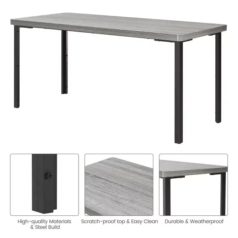 Ensemble Table à Manger pour 4, Table de Cuisine avec 2 Bancs, Cadre en Métal, Ensembles de Salle à Manger Gain de Place pour Cuisine, Salle à Manger