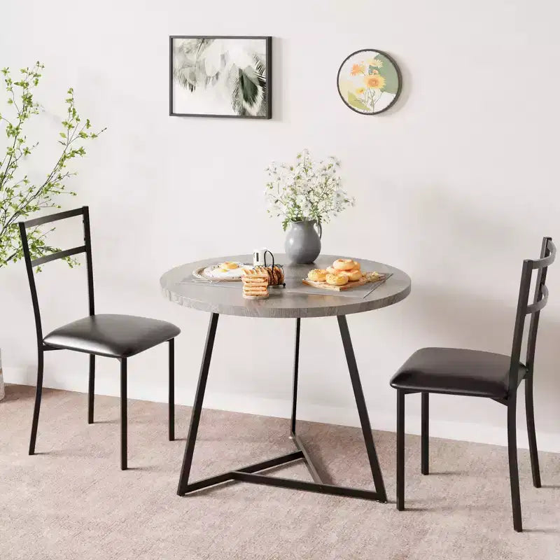 Ensemble table à manger pour 2, table et chaises de cuisine, ensemble table de cuisine ronde moderne, ensemble de table à manger 3 pièces pour petit espace, appartement, studio, dîner