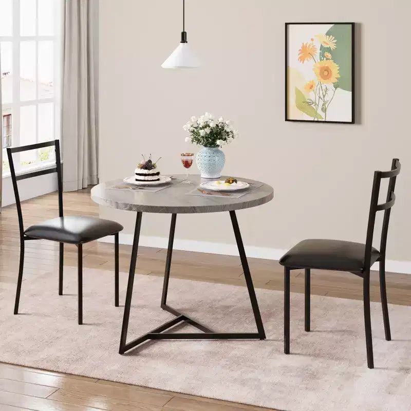 Ensemble table à manger pour 2, table et chaises de cuisine, ensemble table de cuisine ronde moderne, ensemble de table à manger 3 pièces pour petit espace, appartement, studio, dîner
