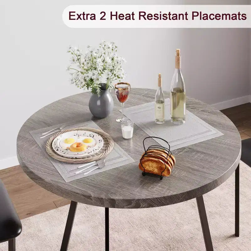 Ensemble table à manger pour 2, table et chaises de cuisine, ensemble table de cuisine ronde moderne, ensemble de table à manger 3 pièces pour petit espace, appartement, studio, dîner