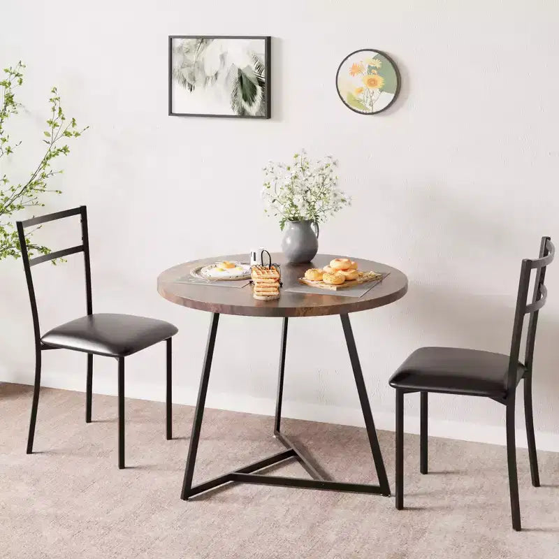 Ensemble table à manger pour 2, table et chaises de cuisine, ensemble table de cuisine ronde moderne, ensemble de table à manger 3 pièces pour petit espace, appartement, studio, dîner