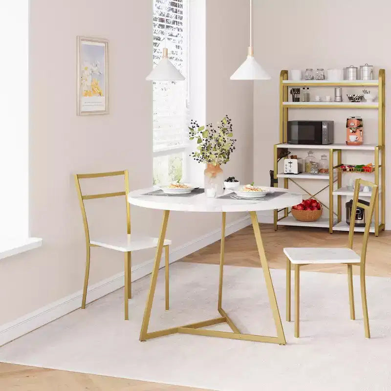 Ensemble table à manger pour 2, table et chaises de cuisine, ensemble table de cuisine ronde moderne, ensemble de table à manger 3 pièces pour petit espace, appartement, studio, dîner