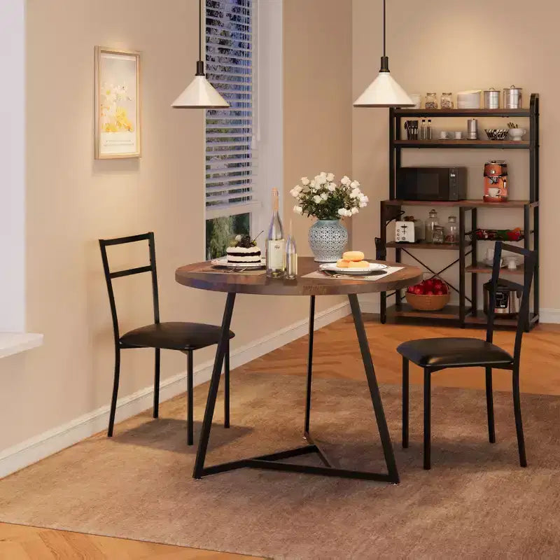 Ensemble table à manger pour 2, table et chaises de cuisine, ensemble table de cuisine ronde moderne, ensemble de table à manger 3 pièces pour petit espace, appartement, studio, dîner