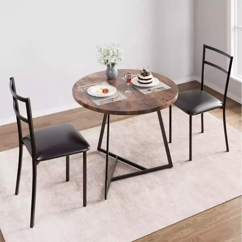 Ensemble table à manger pour 2, table et chaises de cuisine, ensemble table de cuisine ronde moderne, ensemble de table à manger 3 pièces pour petit espace, appartement, studio, dîner