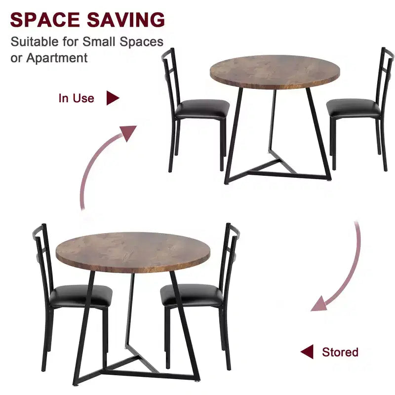 Ensemble table à manger pour 2, table et chaises de cuisine, ensemble table de cuisine ronde moderne, ensemble de table à manger 3 pièces pour petit espace, appartement, studio, dîner