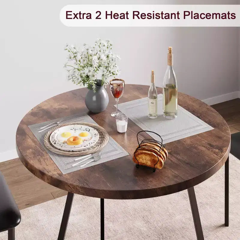 Ensemble table à manger pour 2, table et chaises de cuisine, ensemble table de cuisine ronde moderne, ensemble de table à manger 3 pièces pour petit espace, appartement, studio, dîner