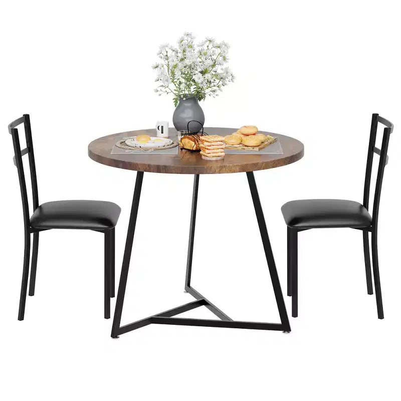 Dining Table Set for 2,Kitchen Table & Chairs,Modern Round Kitchen Table Set,3 Piece Dining Room Table Set for Small Space,Apartment,Studio,Dinner