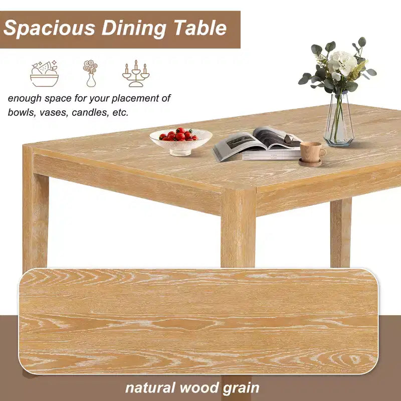 GDFStudio Giles – Ensemble de salle à manger 7 pièces avec table rectangulaire en bois et chaises rembourrées