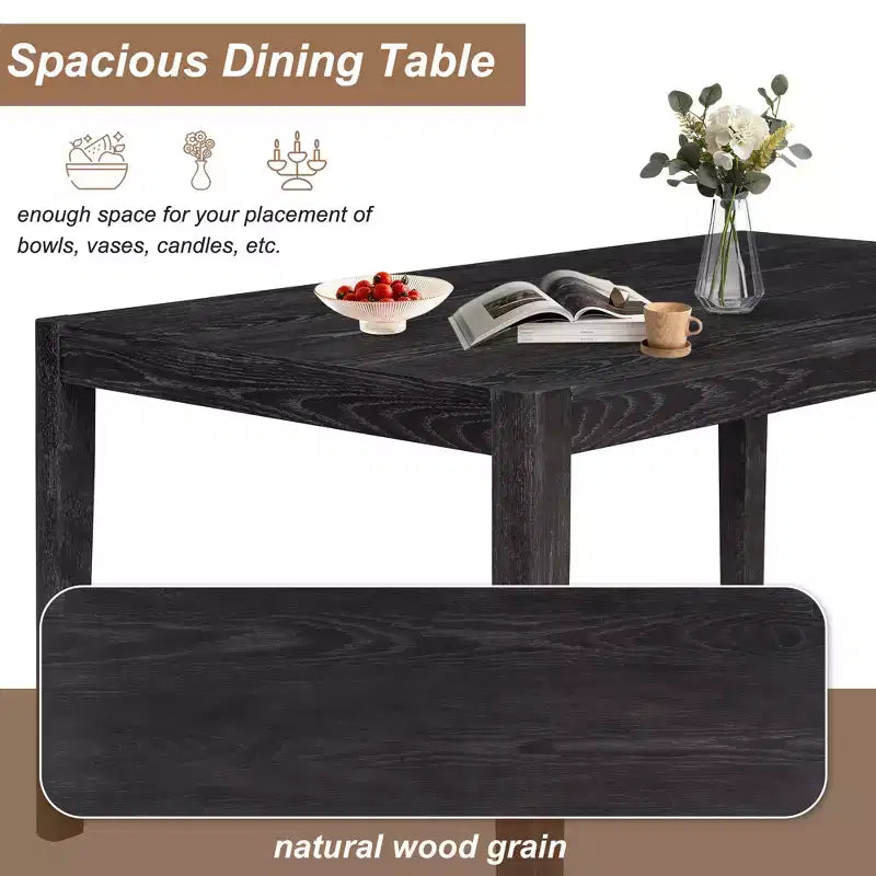 GDFStudio Giles – Ensemble de salle à manger 7 pièces avec table rectangulaire en bois et chaises rembourrées