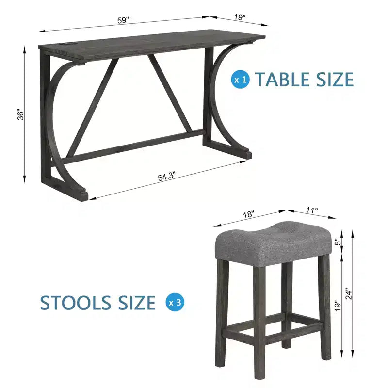 Ensemble de table de bar GDFStudio Kittson 4 pièces avec prise de courant