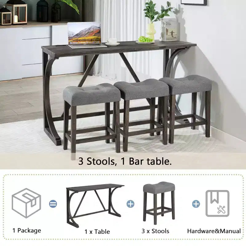 Ensemble de table de bar GDFStudio Kittson 4 pièces avec prise de courant