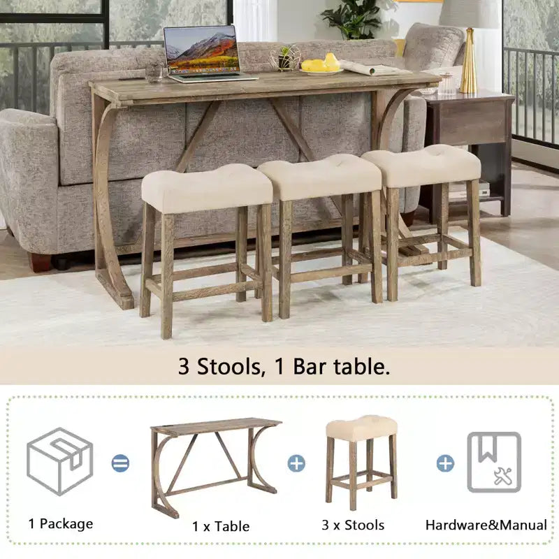 Ensemble de table de bar GDFStudio Kittson 4 pièces avec prise de courant