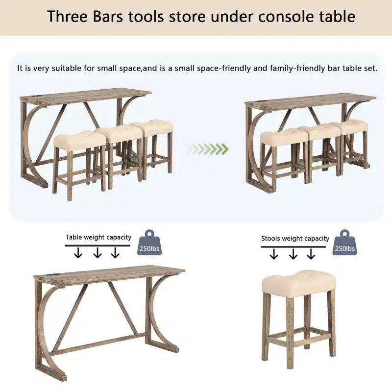 Ensemble de table de bar GDFStudio Kittson 4 pièces avec prise de courant