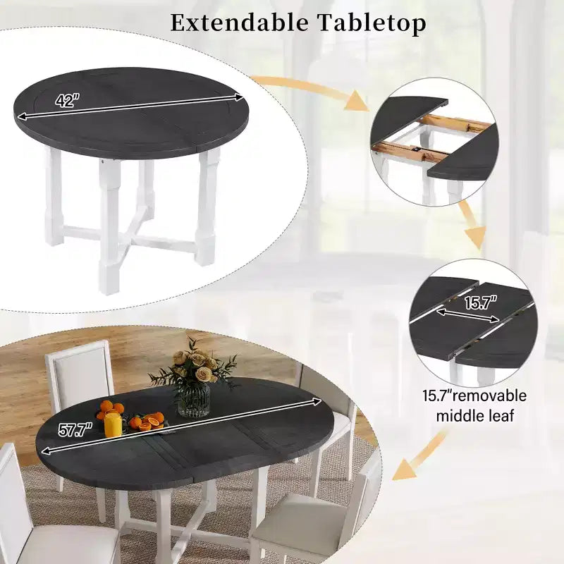 Ensemble de salle à manger 5 pièces Judith GDFStudio avec table ronde extensible et chaises rembourrées