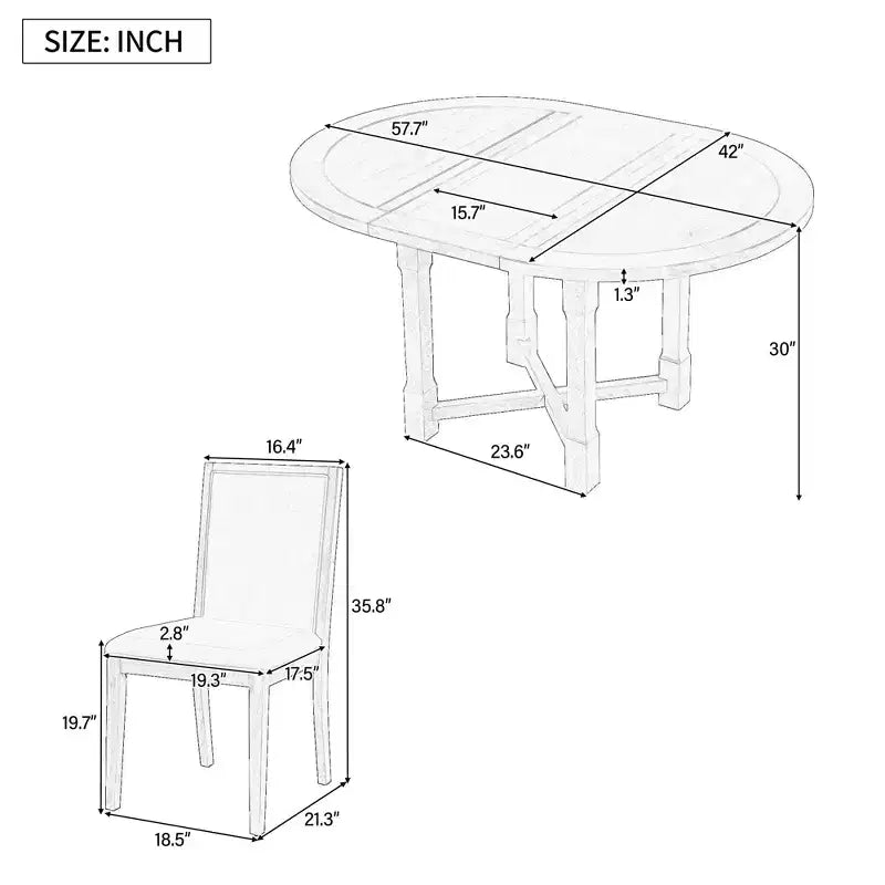 Ensemble de salle à manger 5 pièces Judith GDFStudio avec table ronde extensible et chaises rembourrées