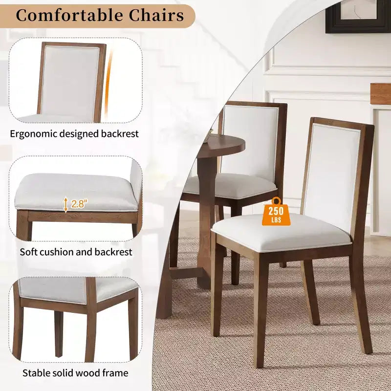 Ensemble de salle à manger 5 pièces Judith GDFStudio avec table ronde extensible et chaises rembourrées