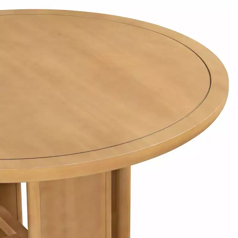 Ensemble de salle à manger GDFStudio Katte 5 pièces avec table ronde en bois massif et chaises rembourrées