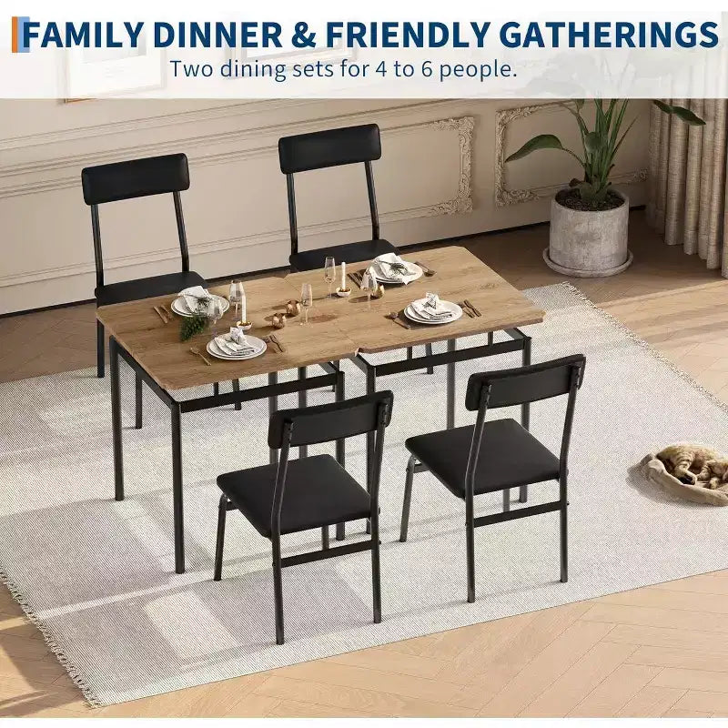 Ensemble Table à Manger pour 3, Ensemble Table et Chaises Modernes en Bois avec 2 Chaises Rembourrées en Cuir PU, Coin Repas 3 Pièces, Petits Espaces
