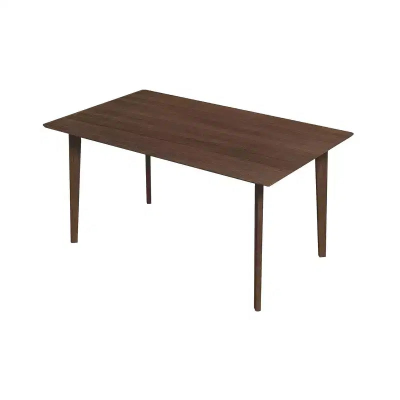 Ensemble de salle à manger 5 pièces en bois massif du milieu du siècle, Teinte noyer brun, Table à bords biseautés et 4 chaises, 4 places