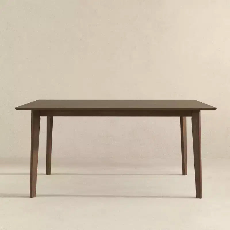 Ensemble de salle à manger 5 pièces en bois massif du milieu du siècle, Teinte noyer brun, Table à bords biseautés et 4 chaises, 4 places