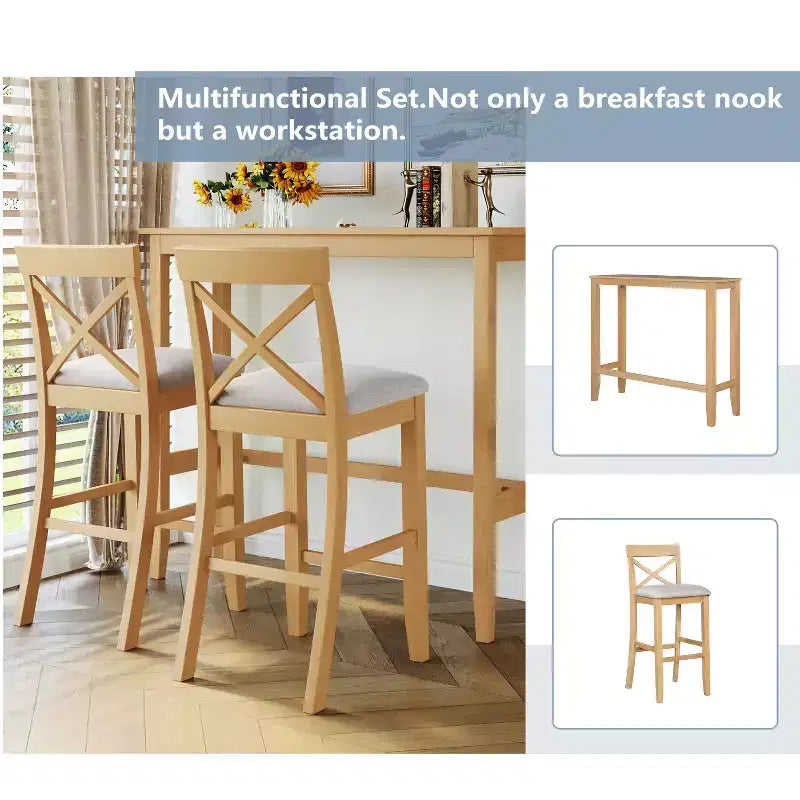 Ensemble de salle à manger en bois Whisen Farmhouse 48 avec 2 chaises