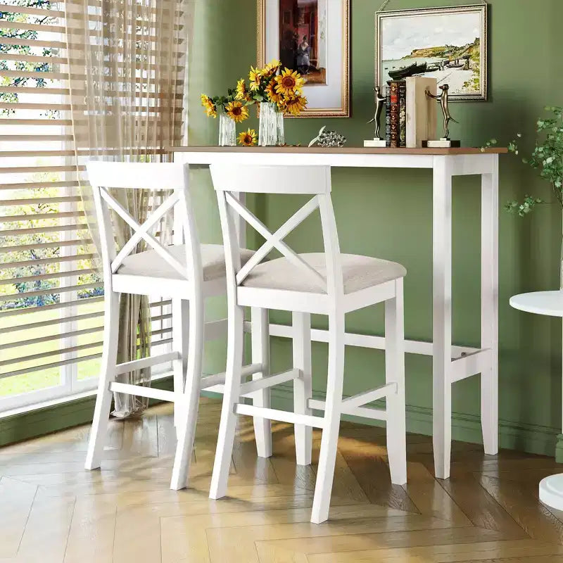 Whisen Farmhouse 48 Wood Dining Set with 2 Chairs