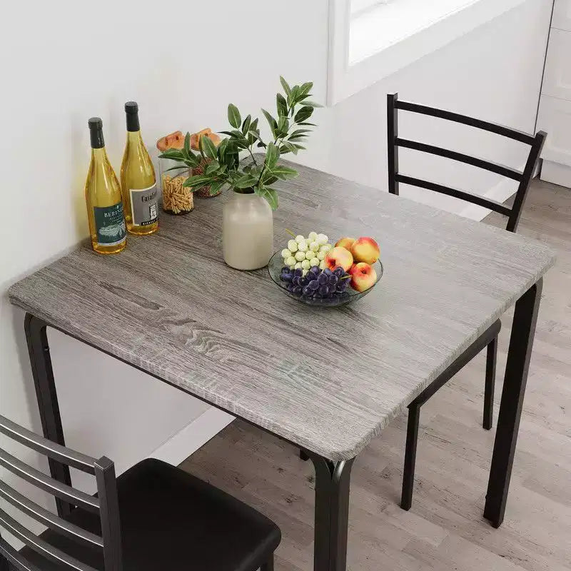 Table de salle à manger avec 2 chaises, Ensemble de salle à manger avec siège rembourré, Ensemble de table de salle à manger, Table de cuisine, Petite table de salle à manger avec grain de bois, Pieds en métal