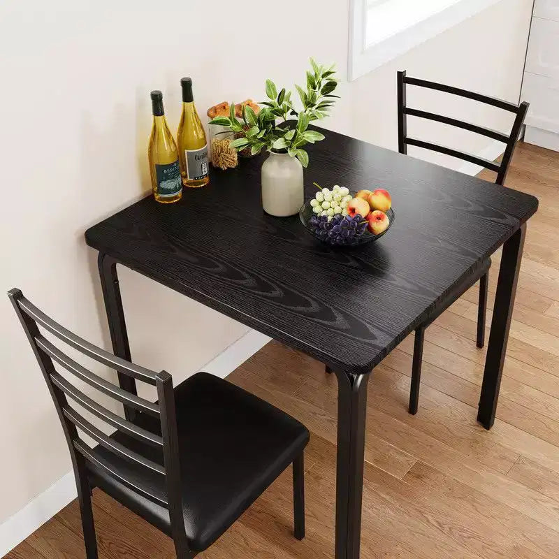 Table de salle à manger avec 2 chaises, Ensemble de salle à manger avec siège rembourré, Ensemble de table de salle à manger, Table de cuisine, Petite table de salle à manger avec grain de bois, Pieds en métal