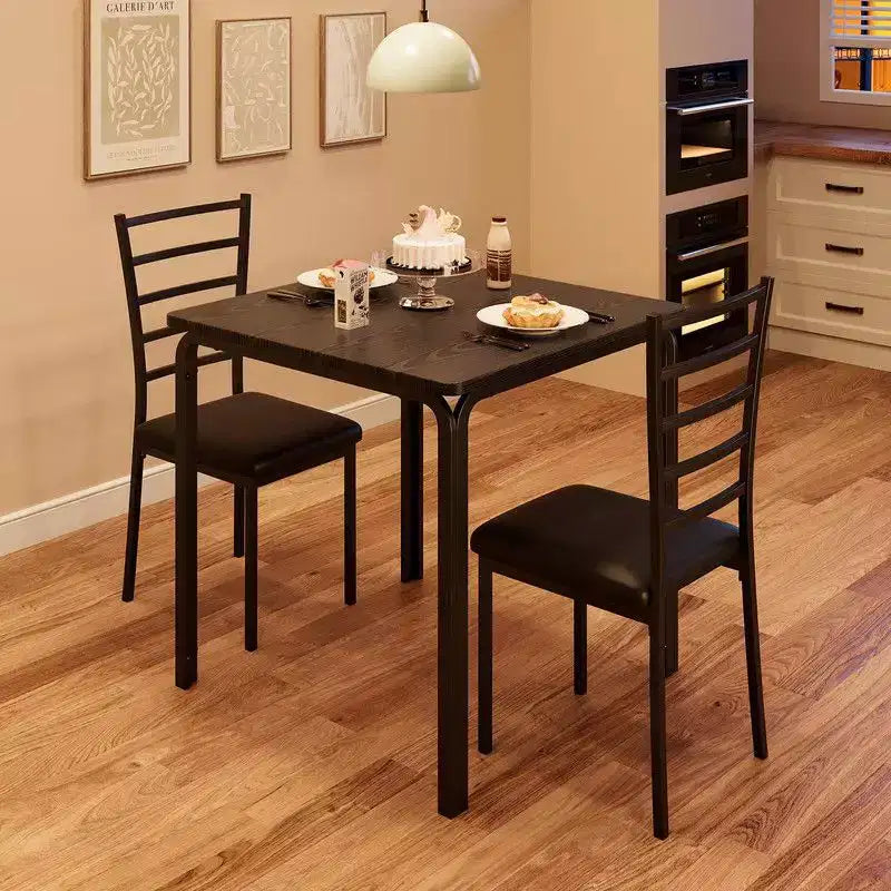 Table de salle à manger avec 2 chaises, Ensemble de salle à manger avec siège rembourré, Ensemble de table de salle à manger, Table de cuisine, Petite table de salle à manger avec grain de bois, Pieds en métal