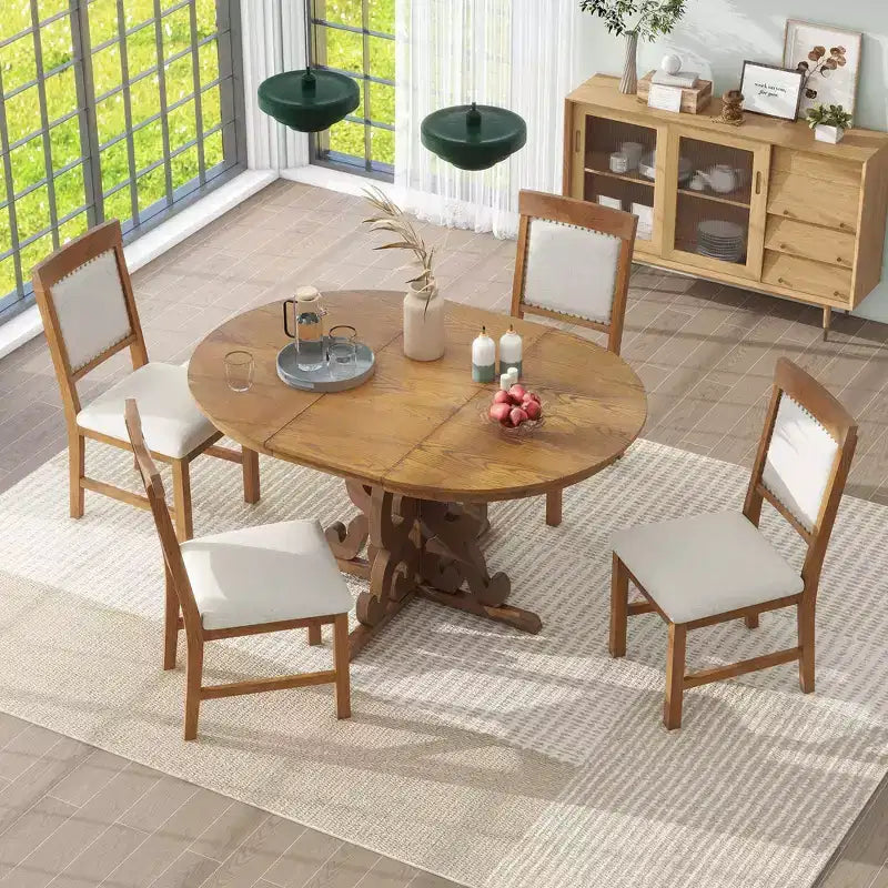 Ensemble de salle à manger GDFStudio Ford 5 pièces avec table extensible et chaises rembourrées