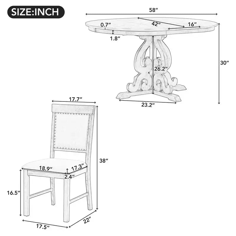 Ensemble de salle à manger GDFStudio Ford 5 pièces avec table extensible et chaises rembourrées