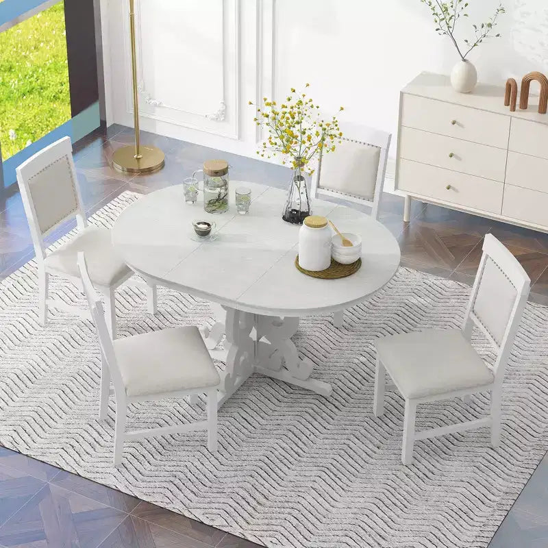Ensemble de salle à manger GDFStudio Ford 5 pièces avec table extensible et chaises rembourrées