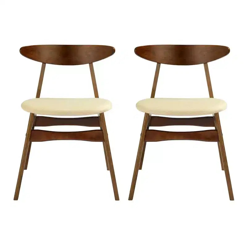 WestinTrends Ensemble de salle à manger 5 pièces en bois massif de style Mid-Century, Noyer/Beige